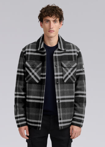 Sandbanks Badbury Check Quilted Wool Blend Overshirt - Charcoal