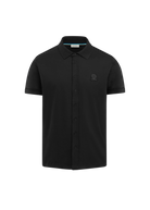 Sandbanks Full Button Interlock Polo Shirt - Black