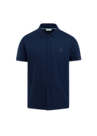 Sandbanks Full Button Interlock Polo Shirt - Navy