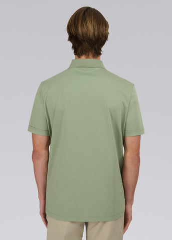 Sandbanks Full Button Interlock Polo Shirt - Sage