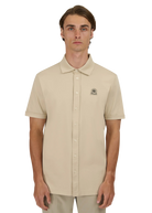 Sandbanks Full Button Interlock Polo Shirt - Stone