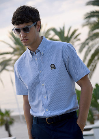 Sandbanks Seersucker Shirt - Navy