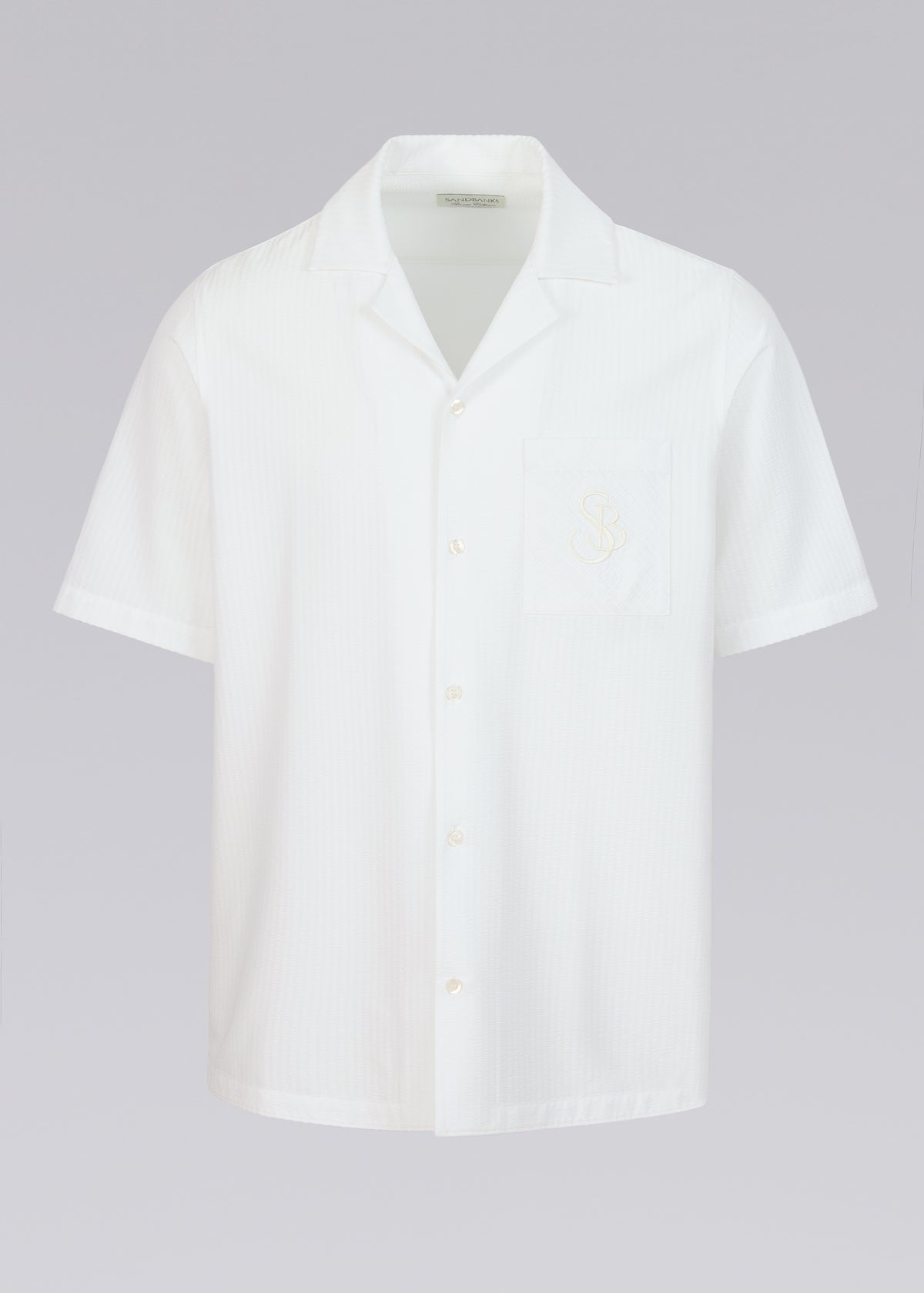 Sandbanks SB Seersucker Resort Shirt - White