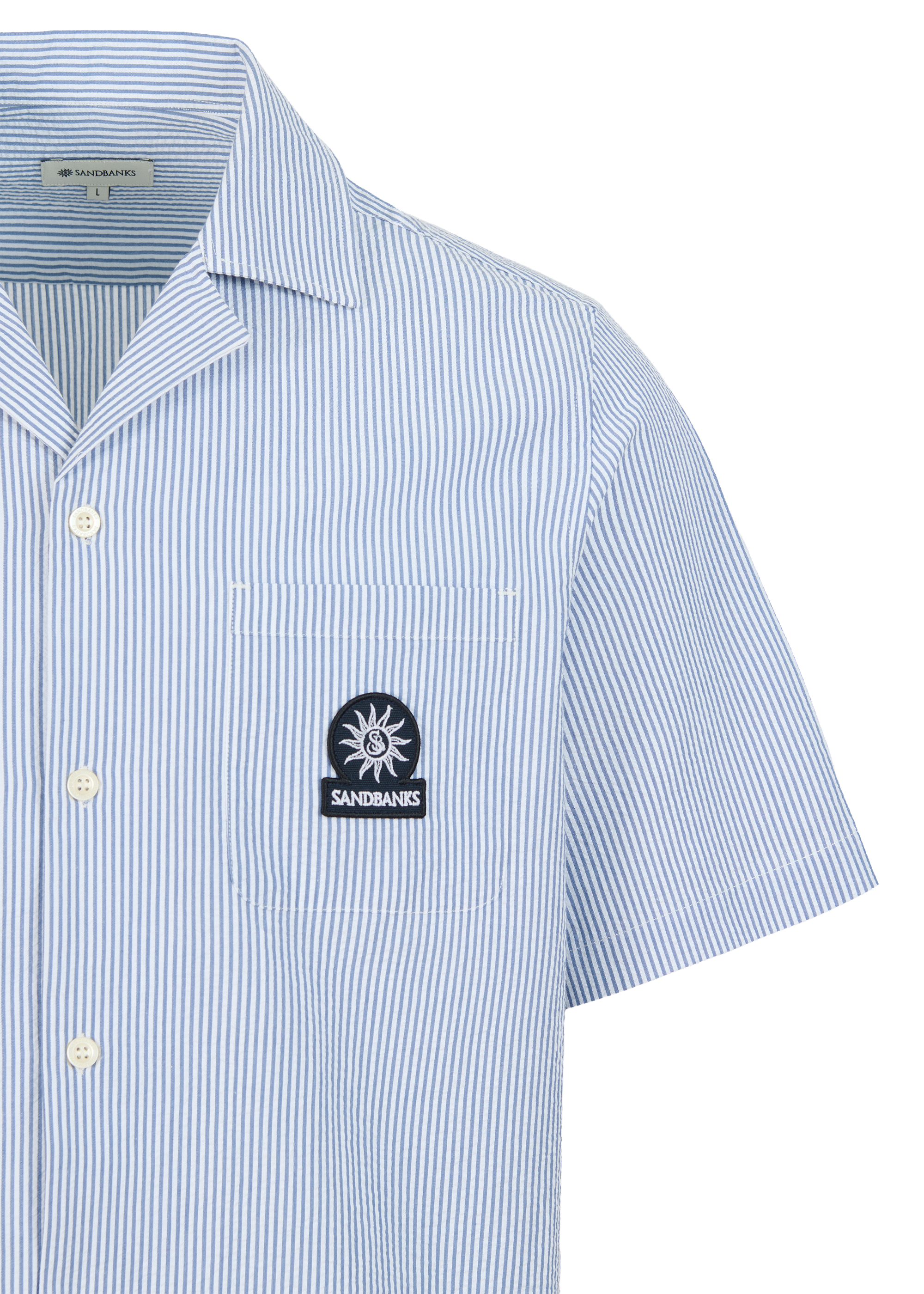 Sandbanks Striped Seersucker Resort Shirt - Navy