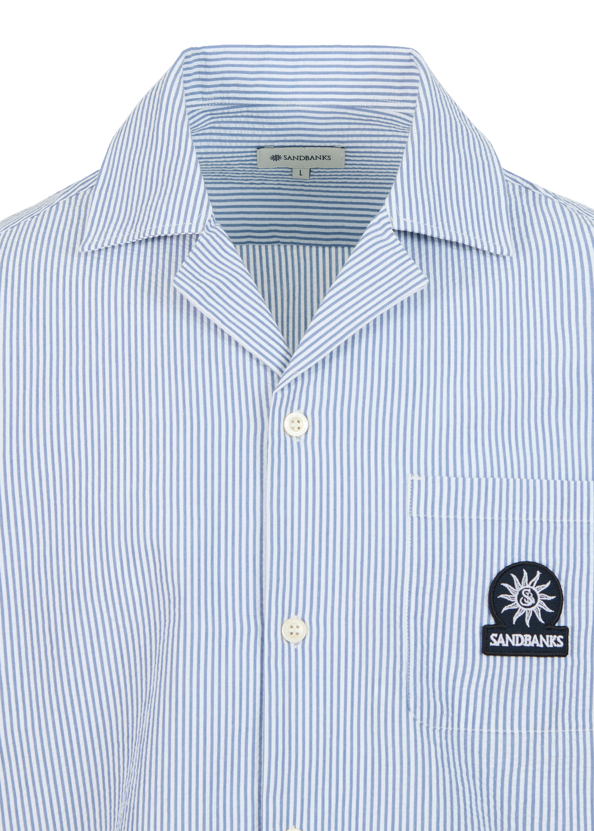 Sandbanks Striped Seersucker Resort Shirt - Navy