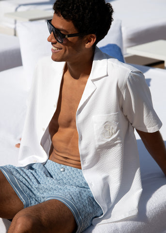 Sandbanks SB Seersucker Resort Shirt - White