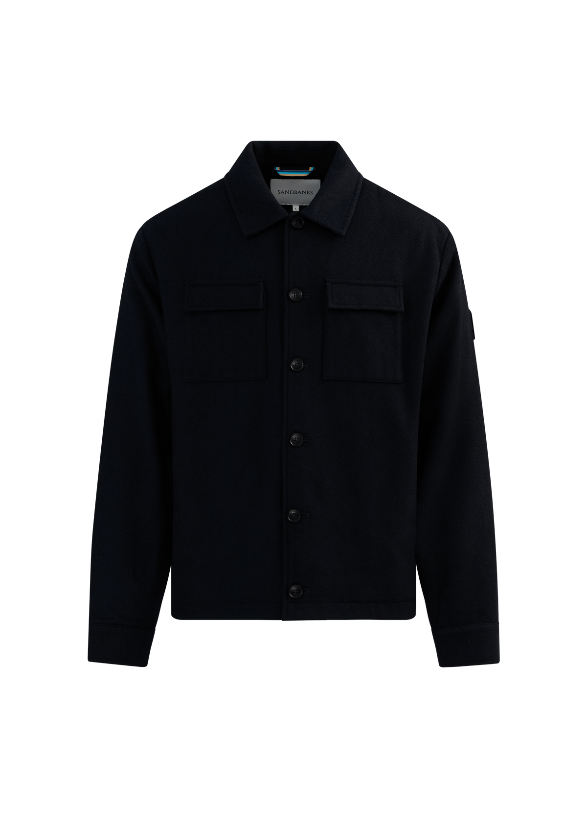Langton Double Pocket Wool Blend Overshirt - Black
