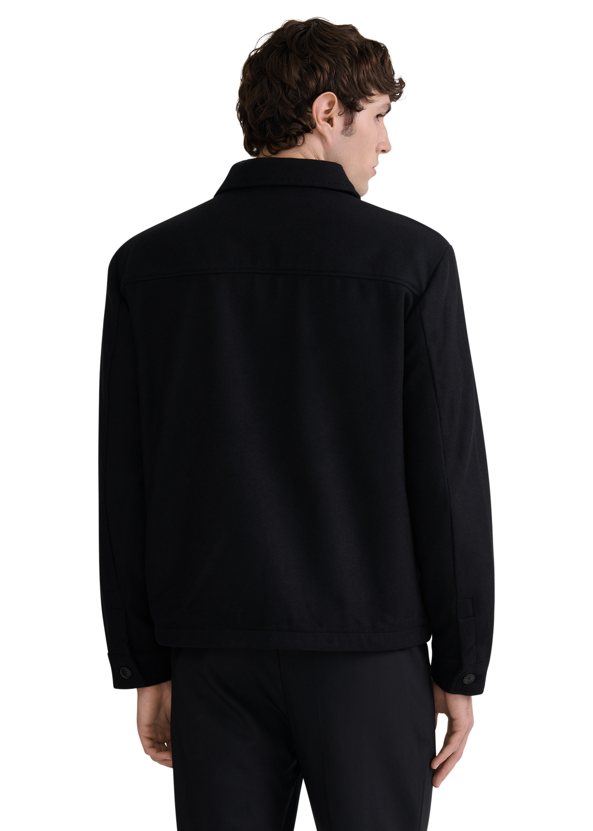 Langton Double Pocket Wool Blend Overshirt - Black