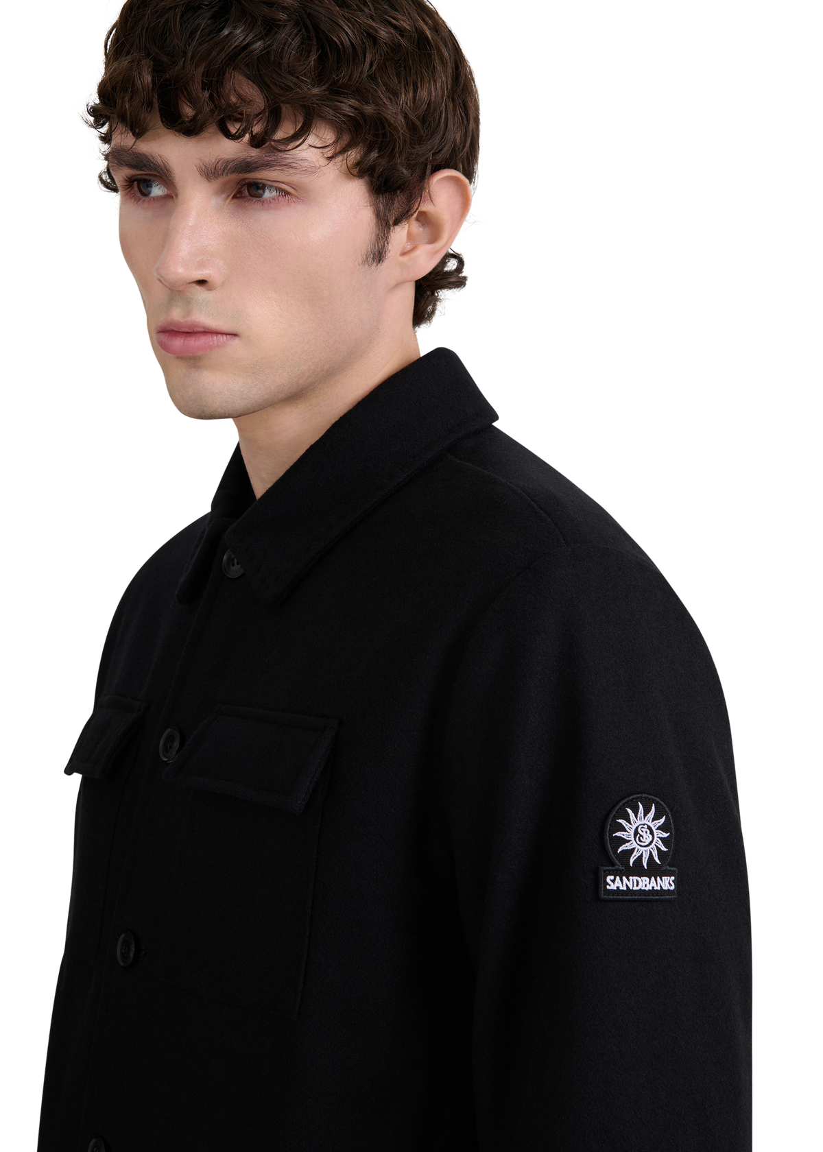 Langton Double Pocket Wool Blend Overshirt - Black