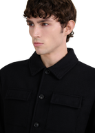 Langton Double Pocket Wool Blend Overshirt - Black