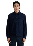 Langton Double Pocket Wool Overshirt - Navy