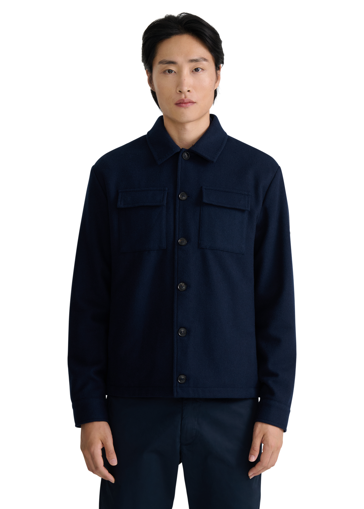 Langton Double Pocket Wool Overshirt - Navy