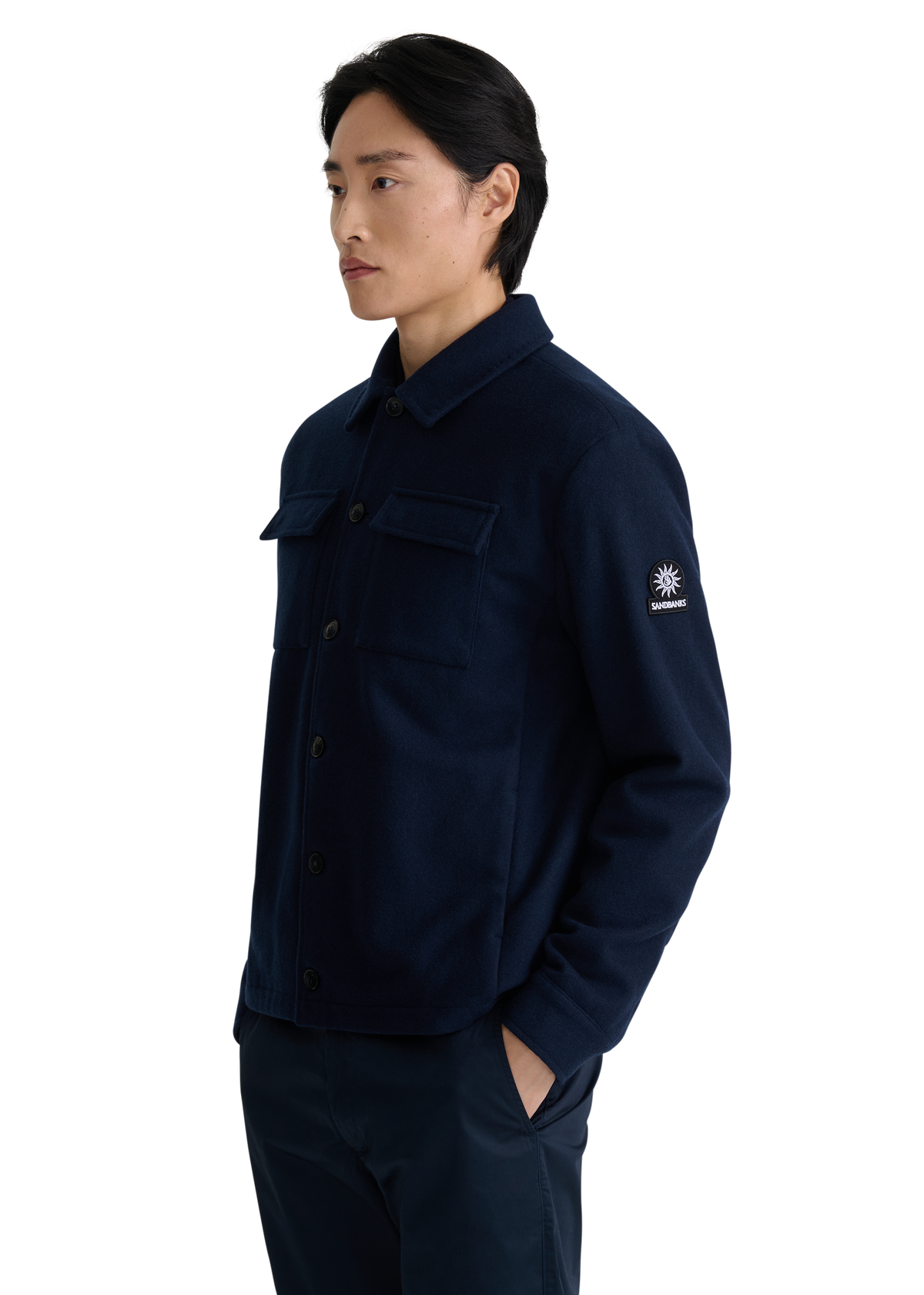 Langton Double Pocket Wool Overshirt - Navy