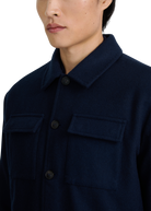 Langton Double Pocket Wool Overshirt - Navy