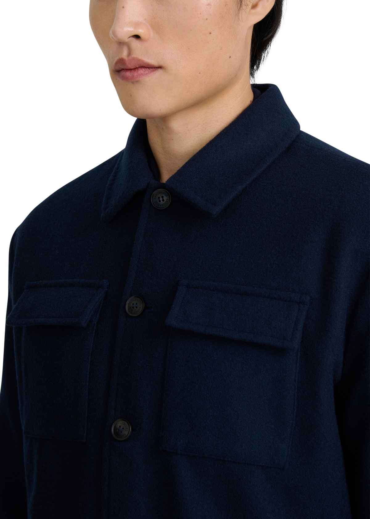 Langton Double Pocket Wool Overshirt - Navy