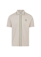Contrast Tipped Full Button Interlock Polo Shirt - Stone
