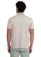 Contrast Tipped Full Button Interlock Polo Shirt - Stone