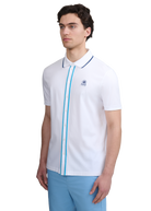 Contrast Tipped Full Button Interlock Polo Shirt - White