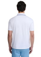 Contrast Tipped Full Button Interlock Polo Shirt - White