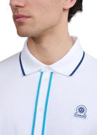 Contrast Tipped Full Button Interlock Polo Shirt - White