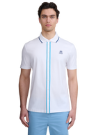 Contrast Tipped Full Button Interlock Polo Shirt - White