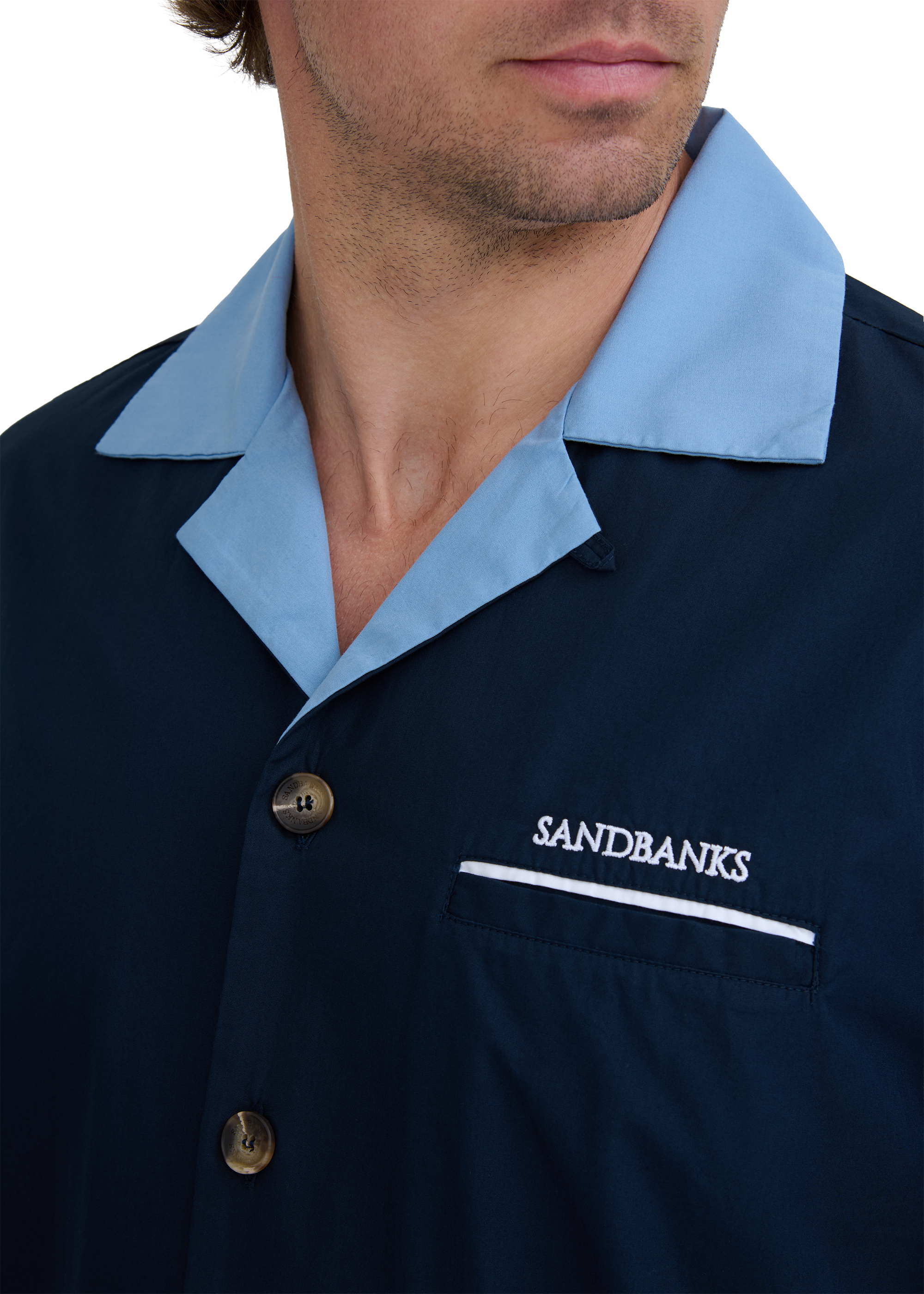 Embroidered Cuban Resort Shirt - Navy