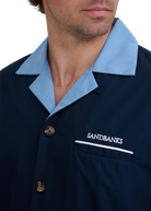 Embroidered Cuban Resort Shirt - Navy