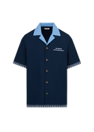Embroidered Cuban Resort Shirt - Navy
