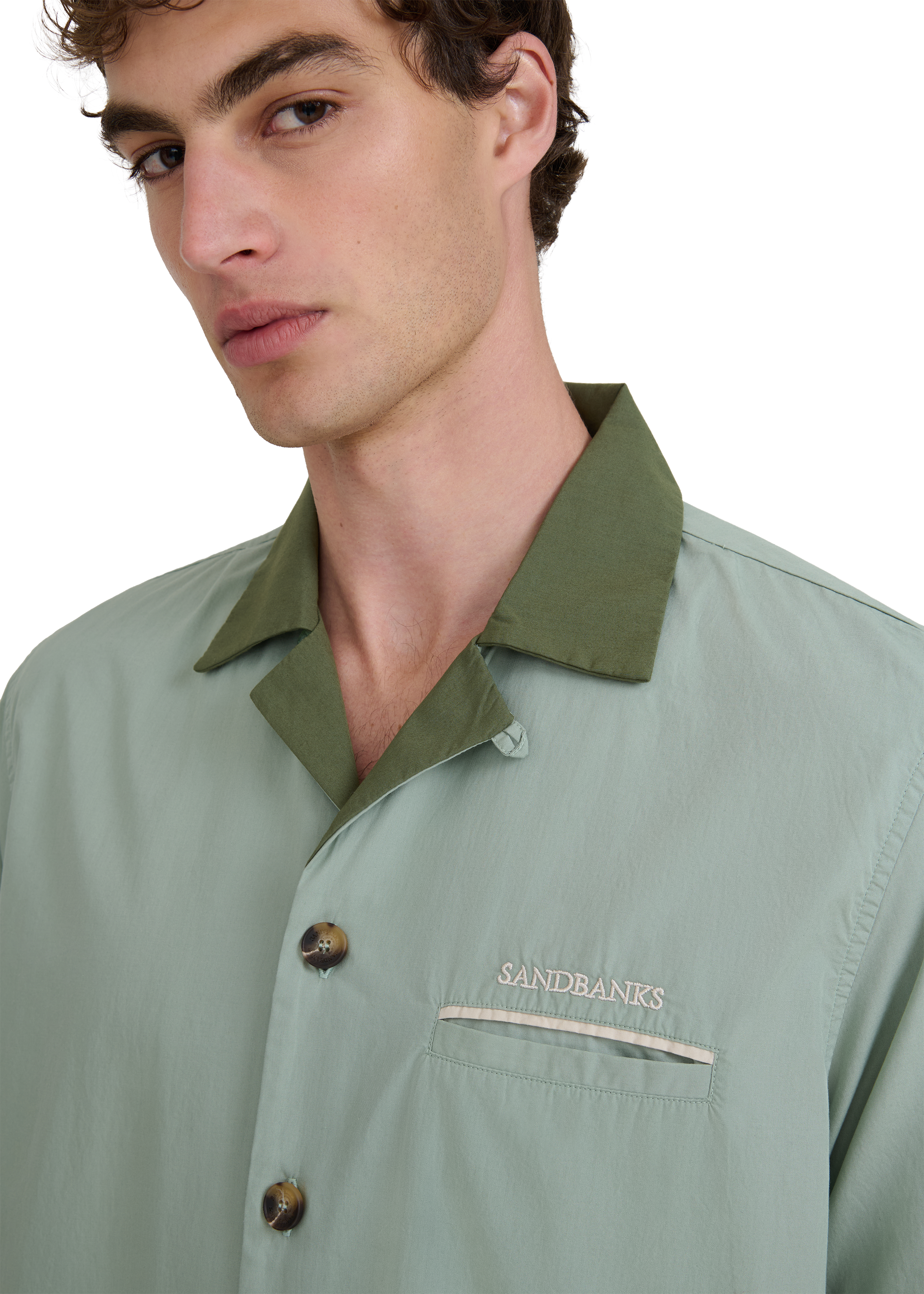 Embroidered Cuban Resort Shirt - Sage