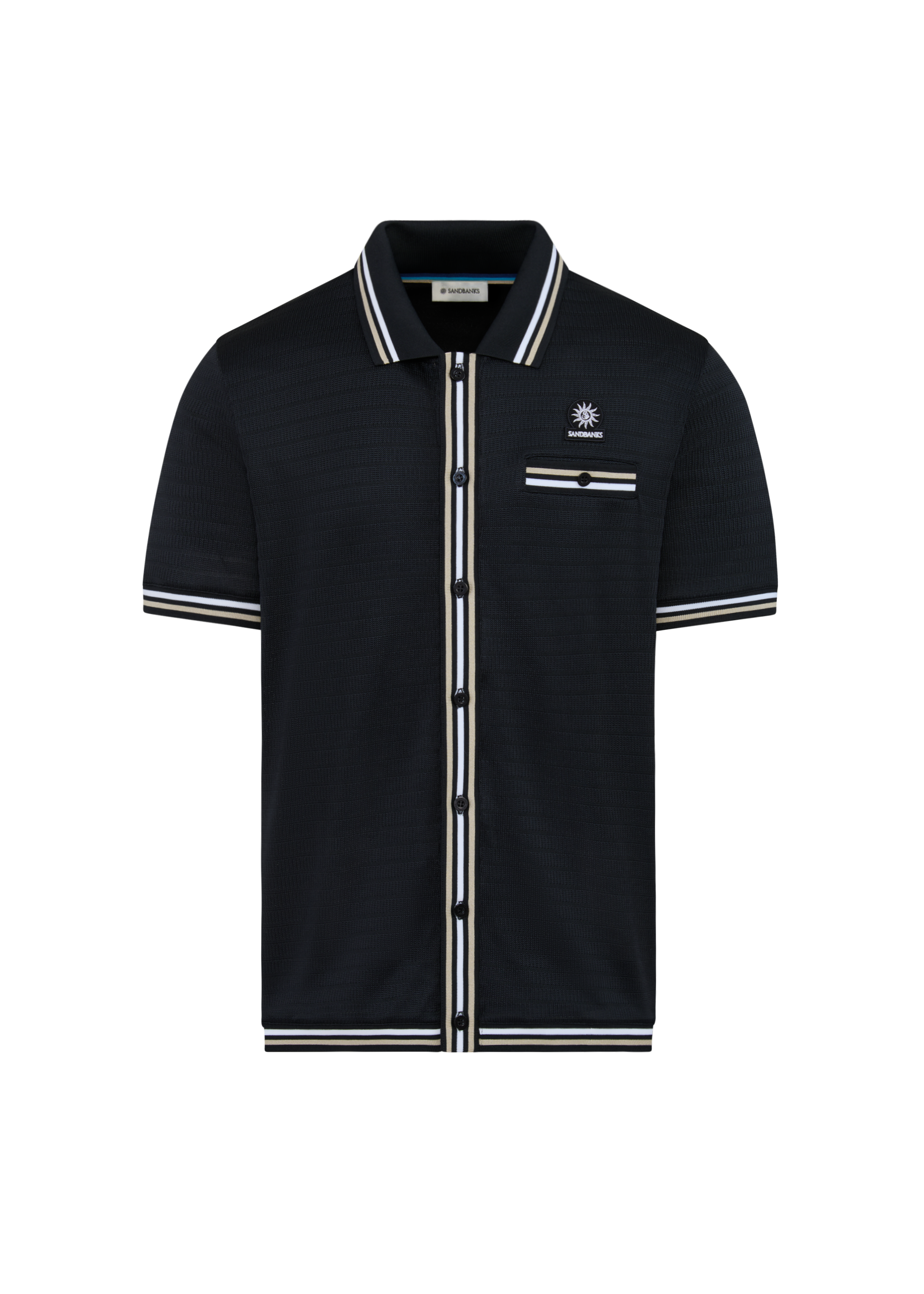 Textured Jacquard Polo Shirt - Black