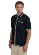Textured Jacquard Polo Shirt - Black