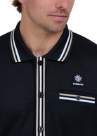 Textured Jacquard Polo Shirt - Black