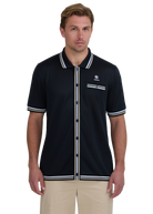 Textured Jacquard Polo Shirt - Black