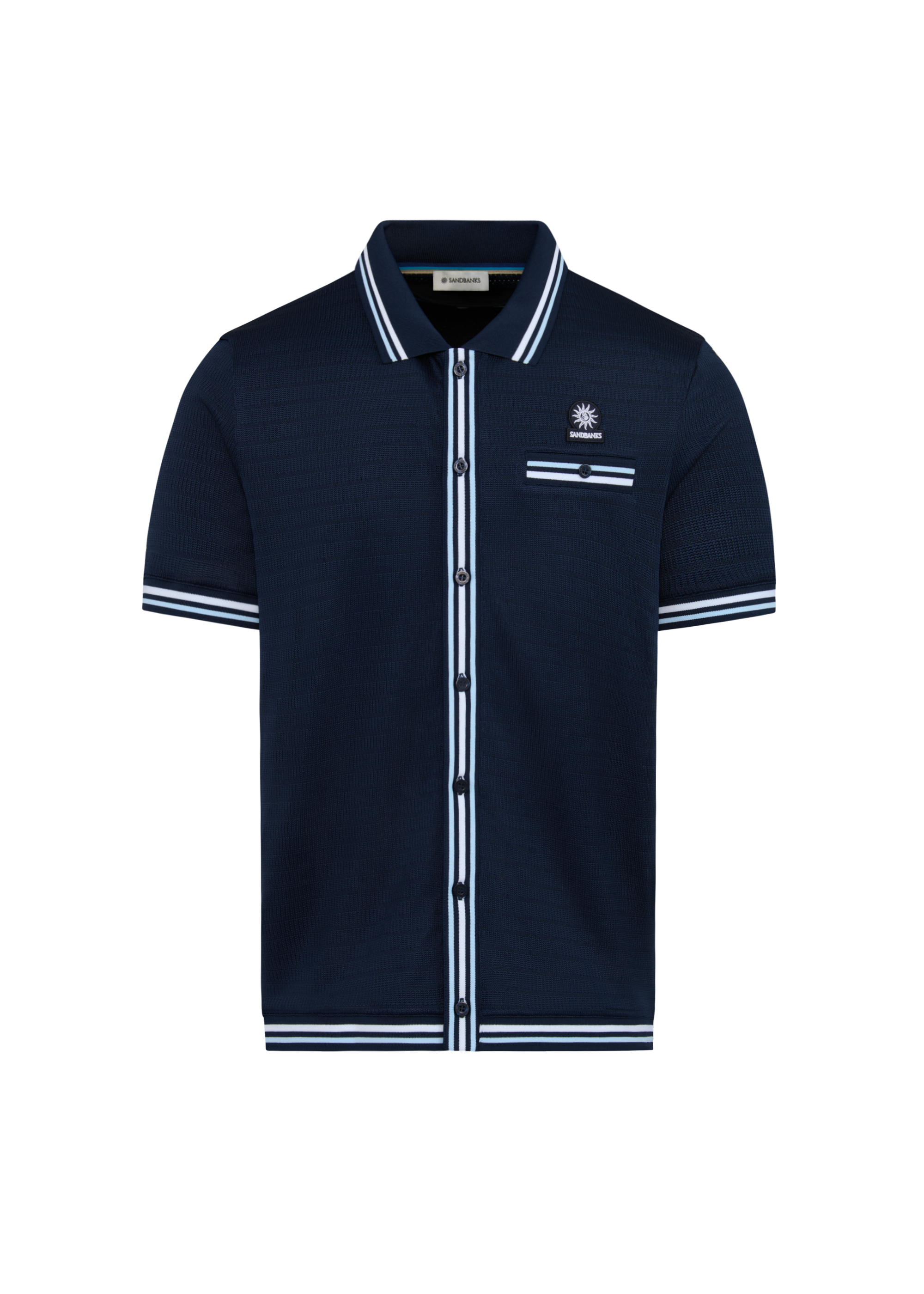 Textured Jacquard Polo Shirt - Navy