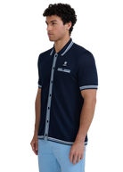 Textured Jacquard Polo Shirt - Navy