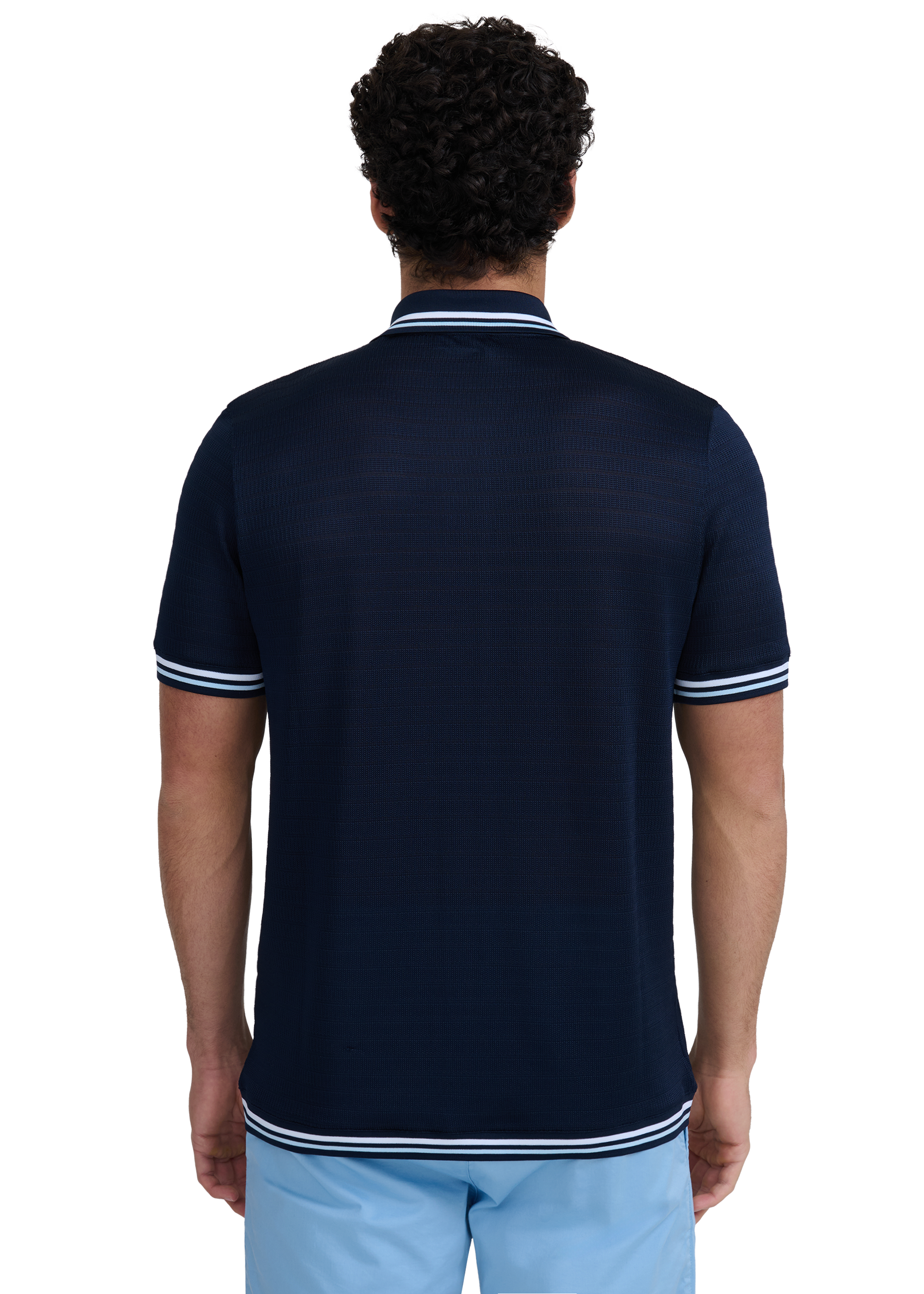 Textured Jacquard Polo Shirt - Navy