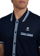 Textured Jacquard Polo Shirt - Navy