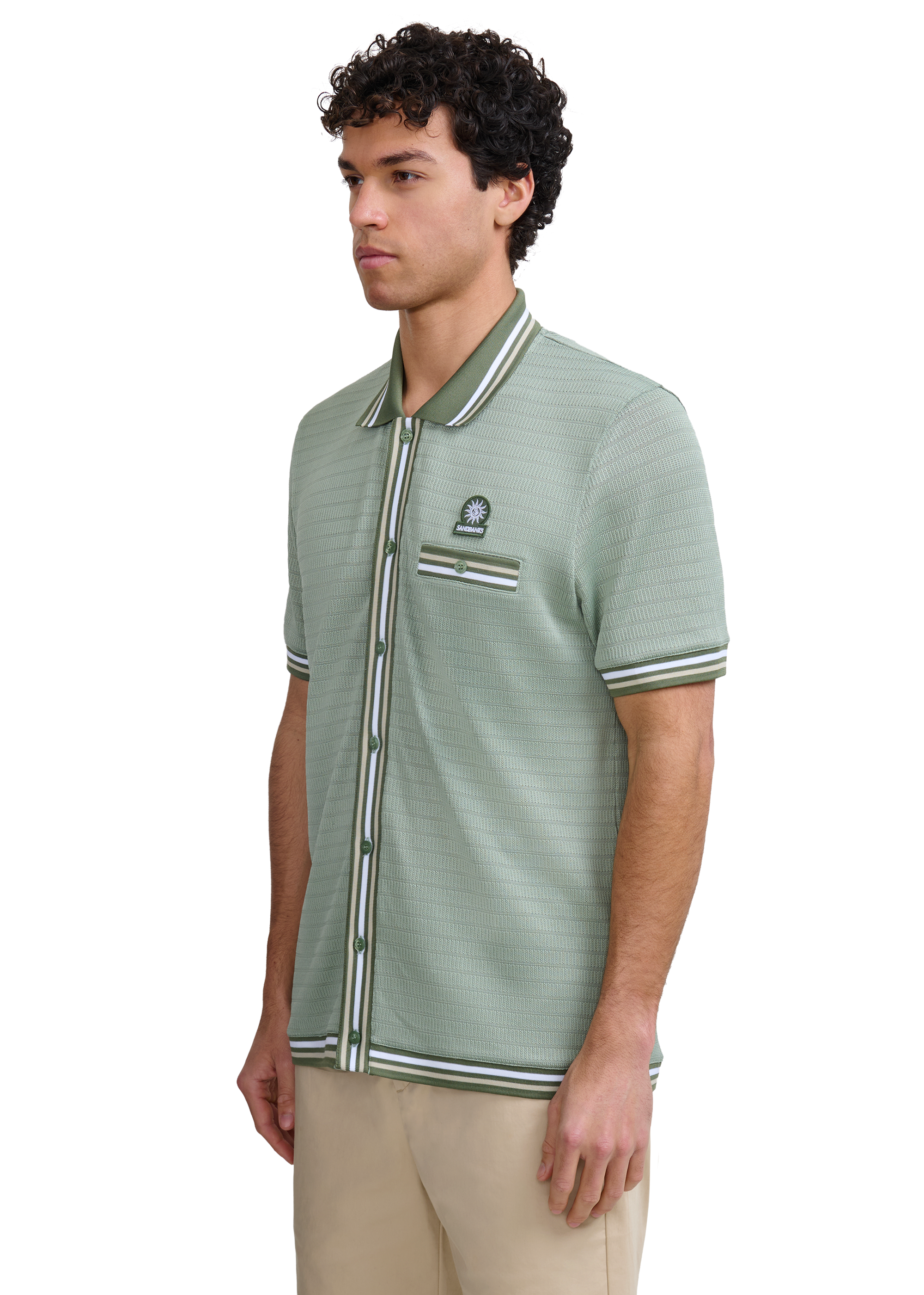 Textured Jacquard Polo Shirt - Sage