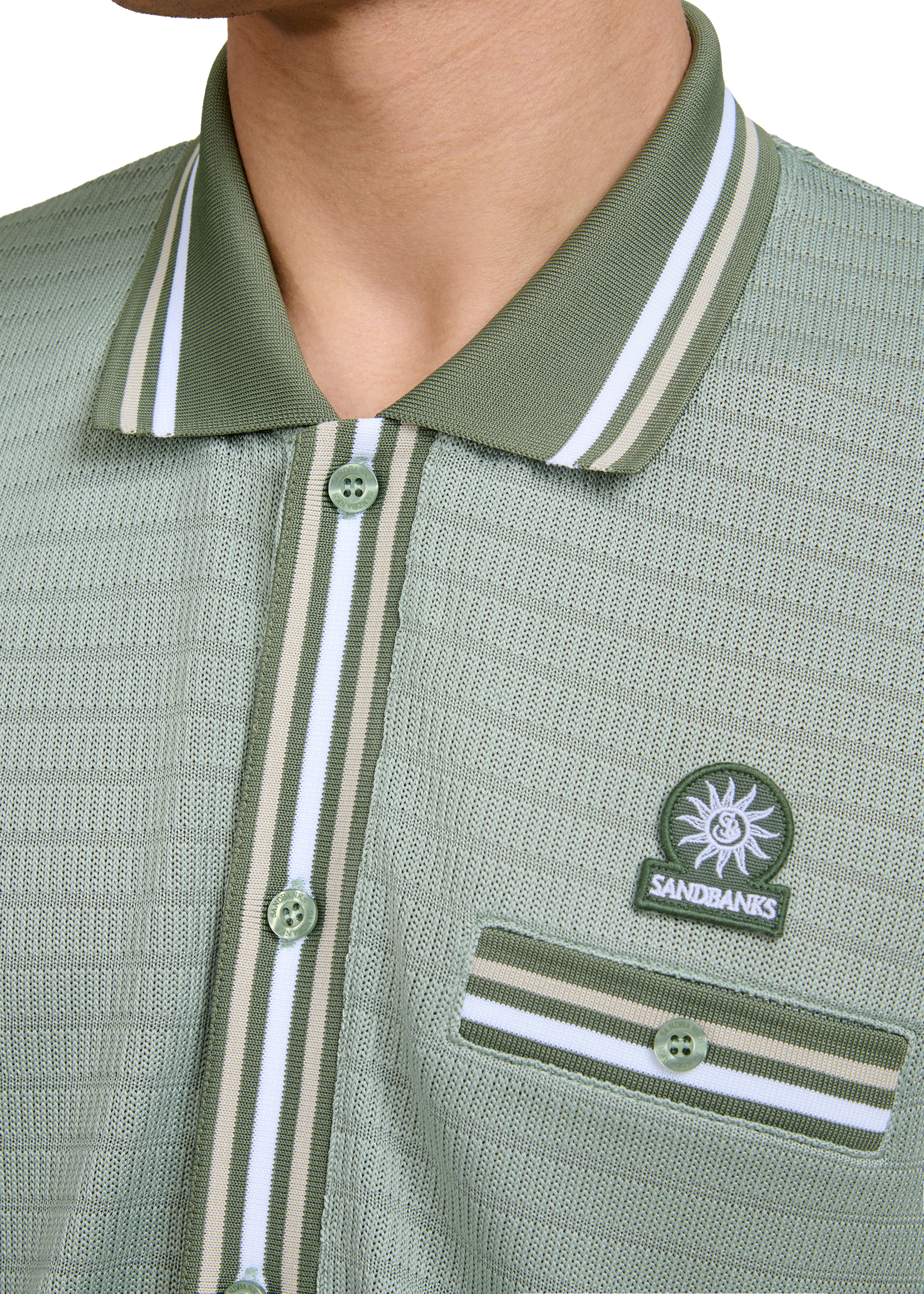 Textured Jacquard Polo Shirt - Sage