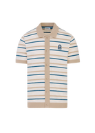 Striped Jacquard Full Button Polo Shirt - Multi