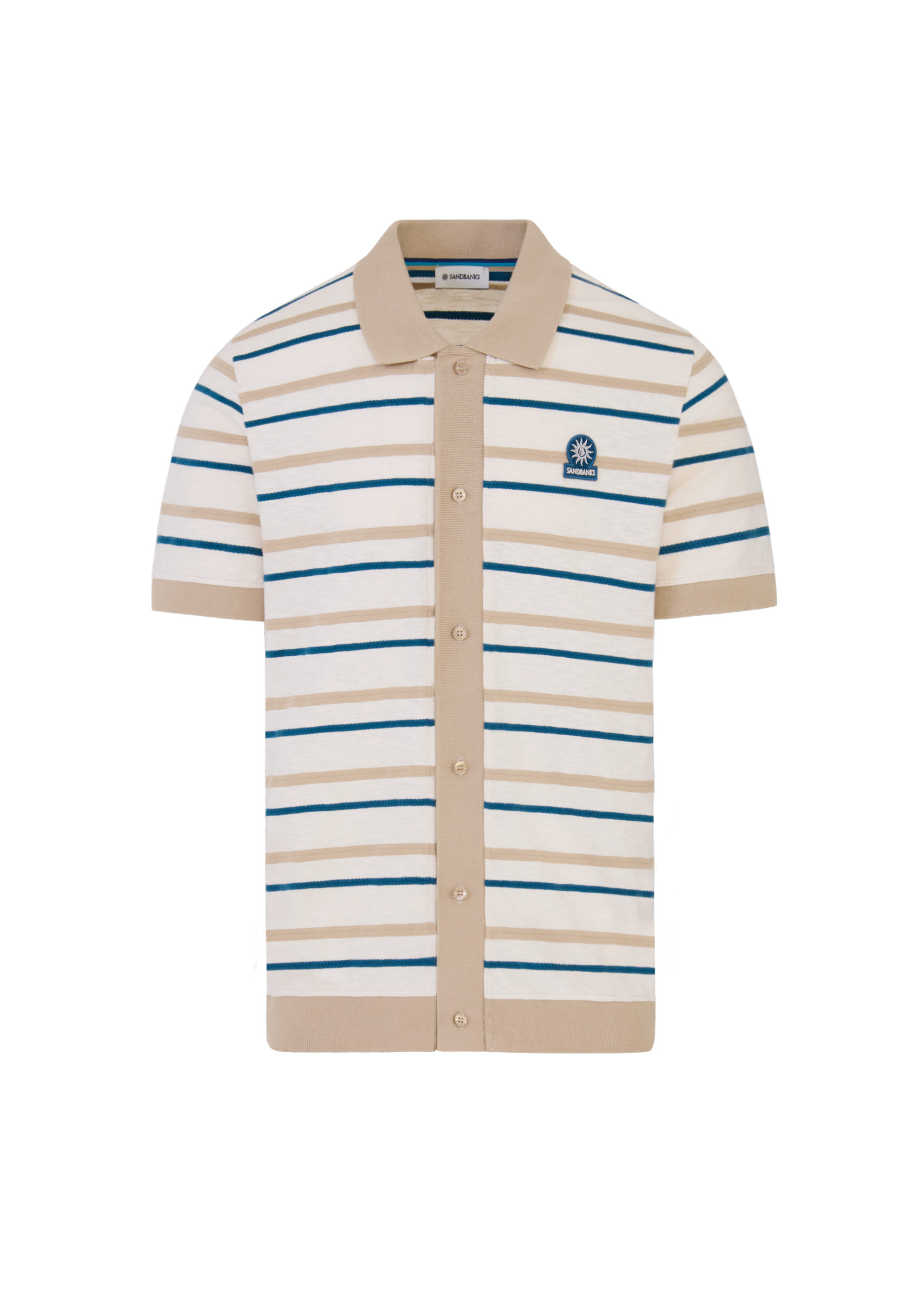 Striped Jacquard Full Button Polo Shirt - Multi