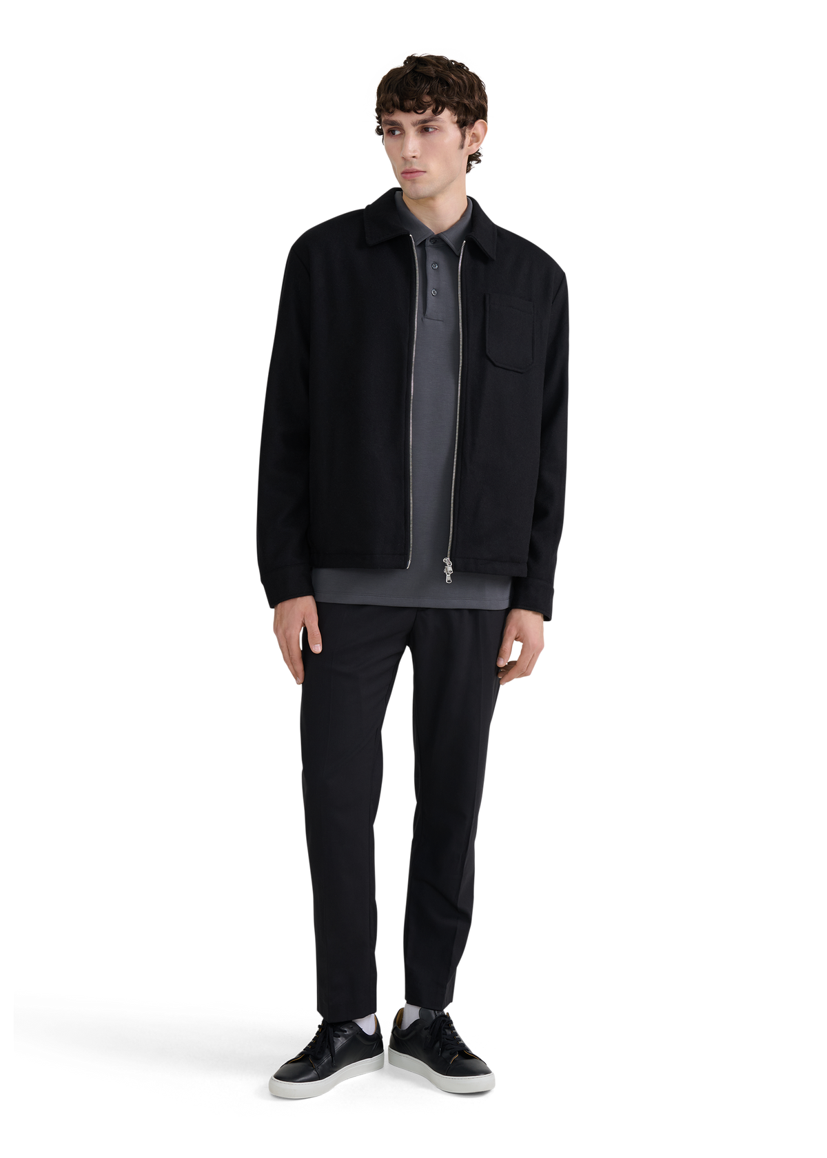 Salcombe Wool Zip Shacket - Black