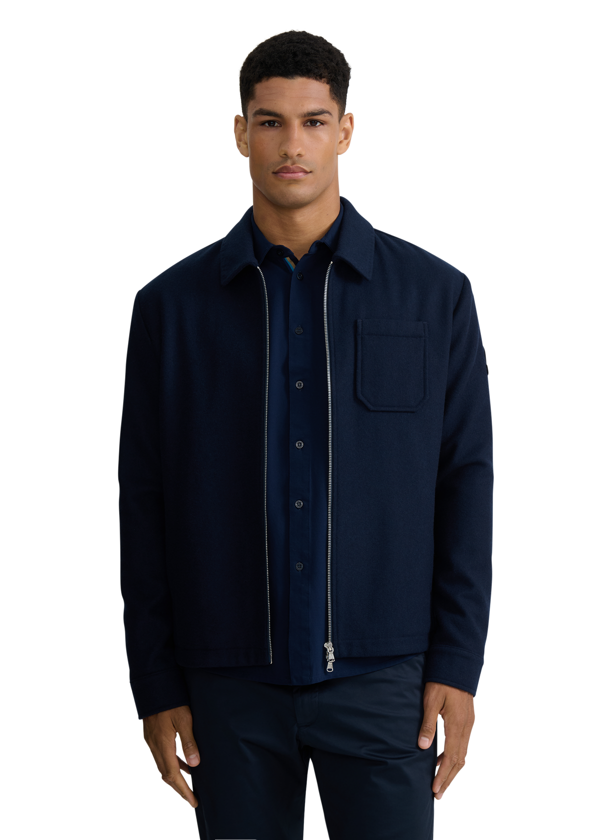 Salcombe Wool Zip Shacket - Navy