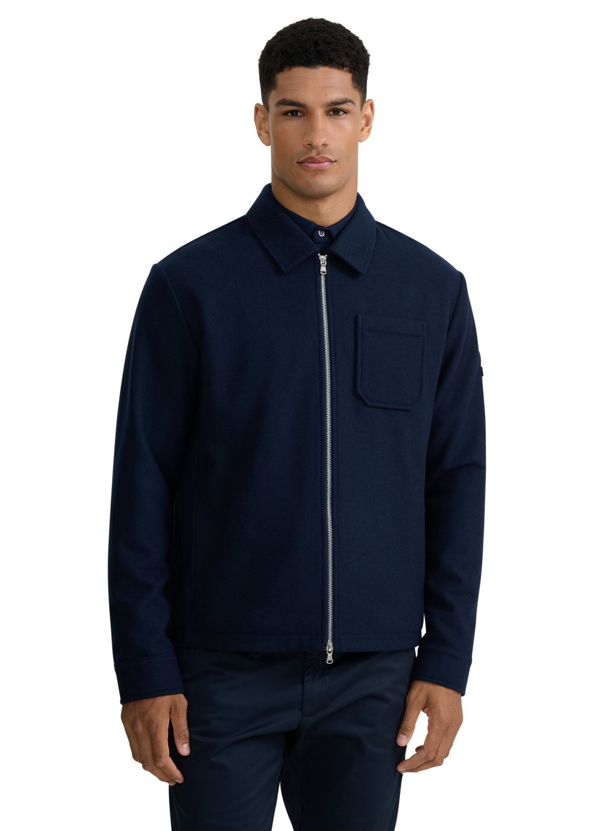 Salcombe Wool Zip Shacket - Navy