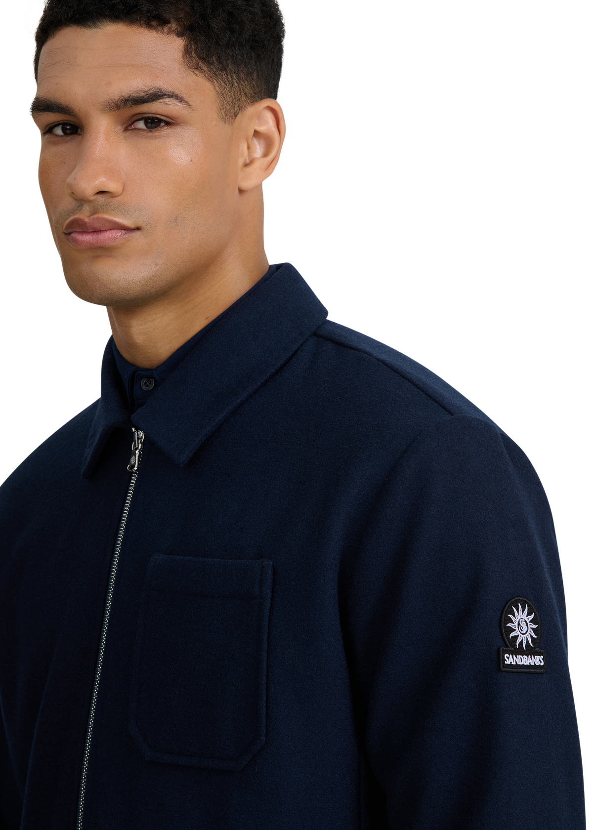 Salcombe Wool Zip Shacket - Navy