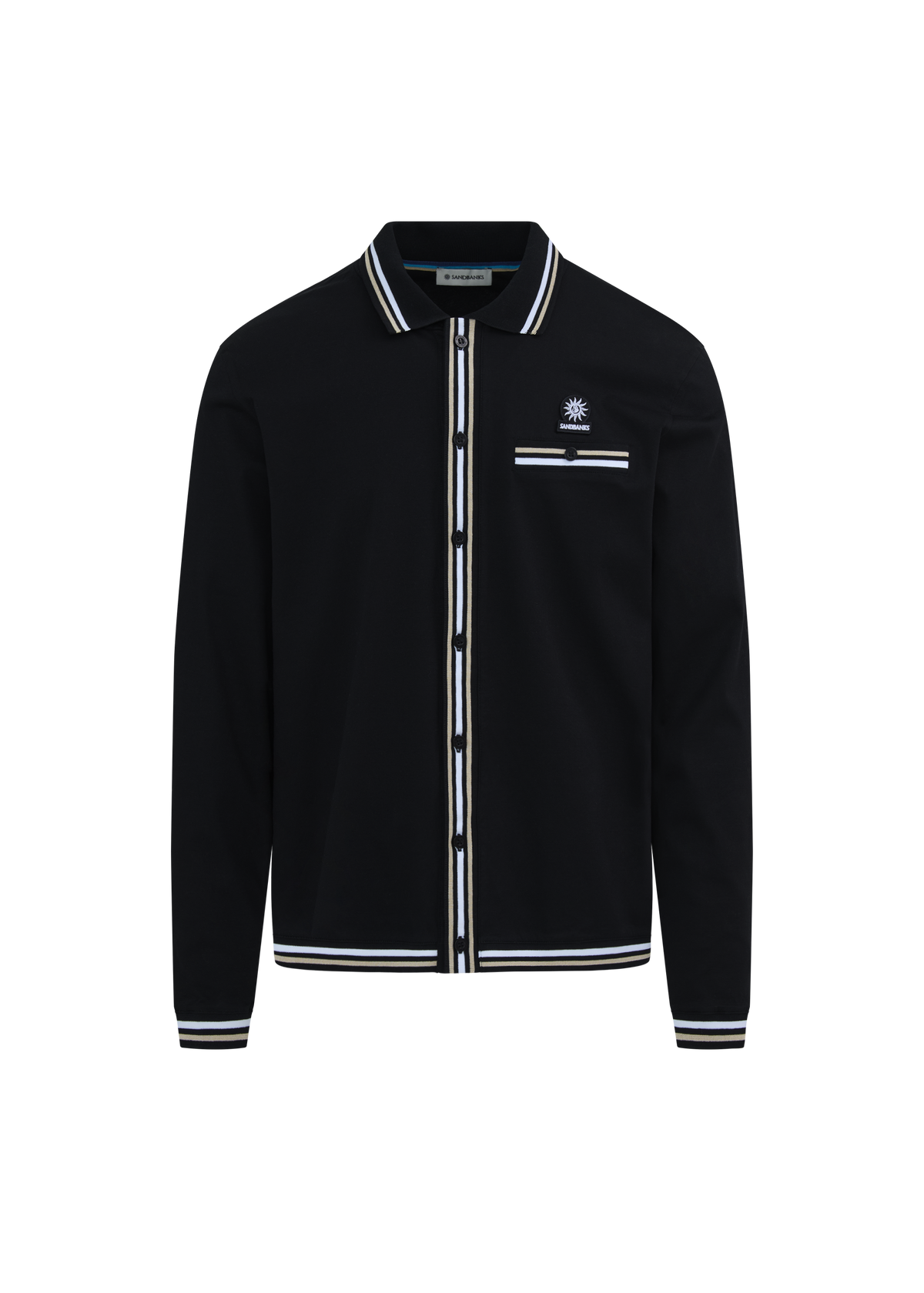 Textured Contrast Tipped Shirt - Black