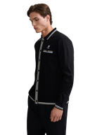 Textured Contrast Tipped Shirt - Black