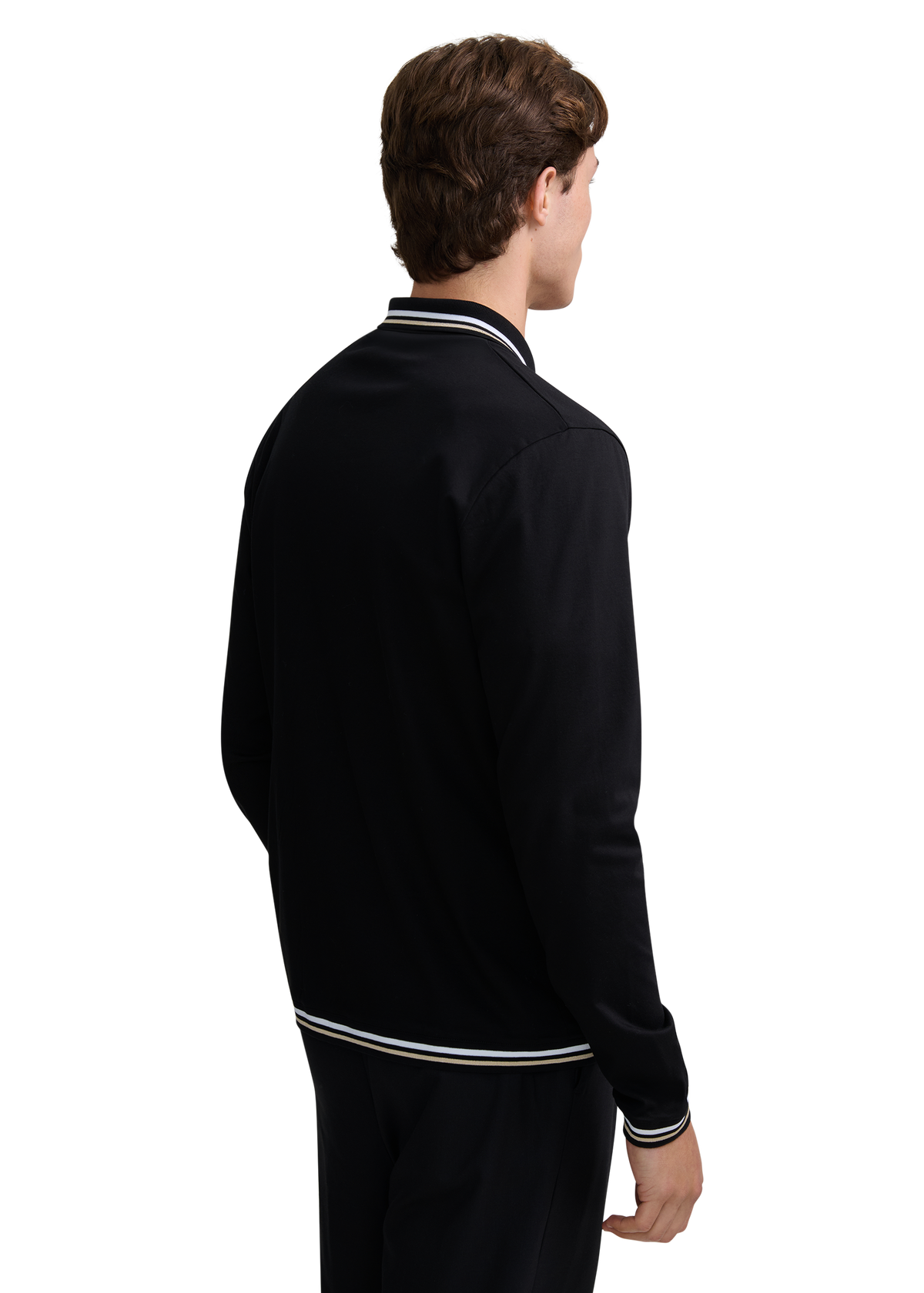Textured Contrast Tipped Shirt - Black