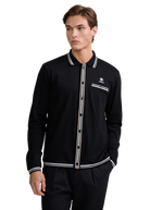Textured Contrast Tipped Shirt - Black
