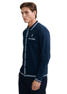 Textured Contrast Tipped Shirt - Navy